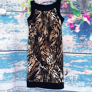 AB Studio Size 6 Dress Black and Tan Animal Print